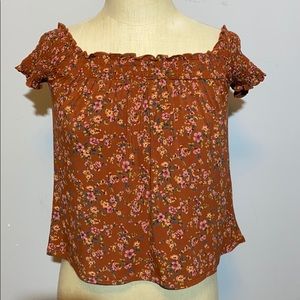 American Eagle Floral Crop Blouse XS NWT